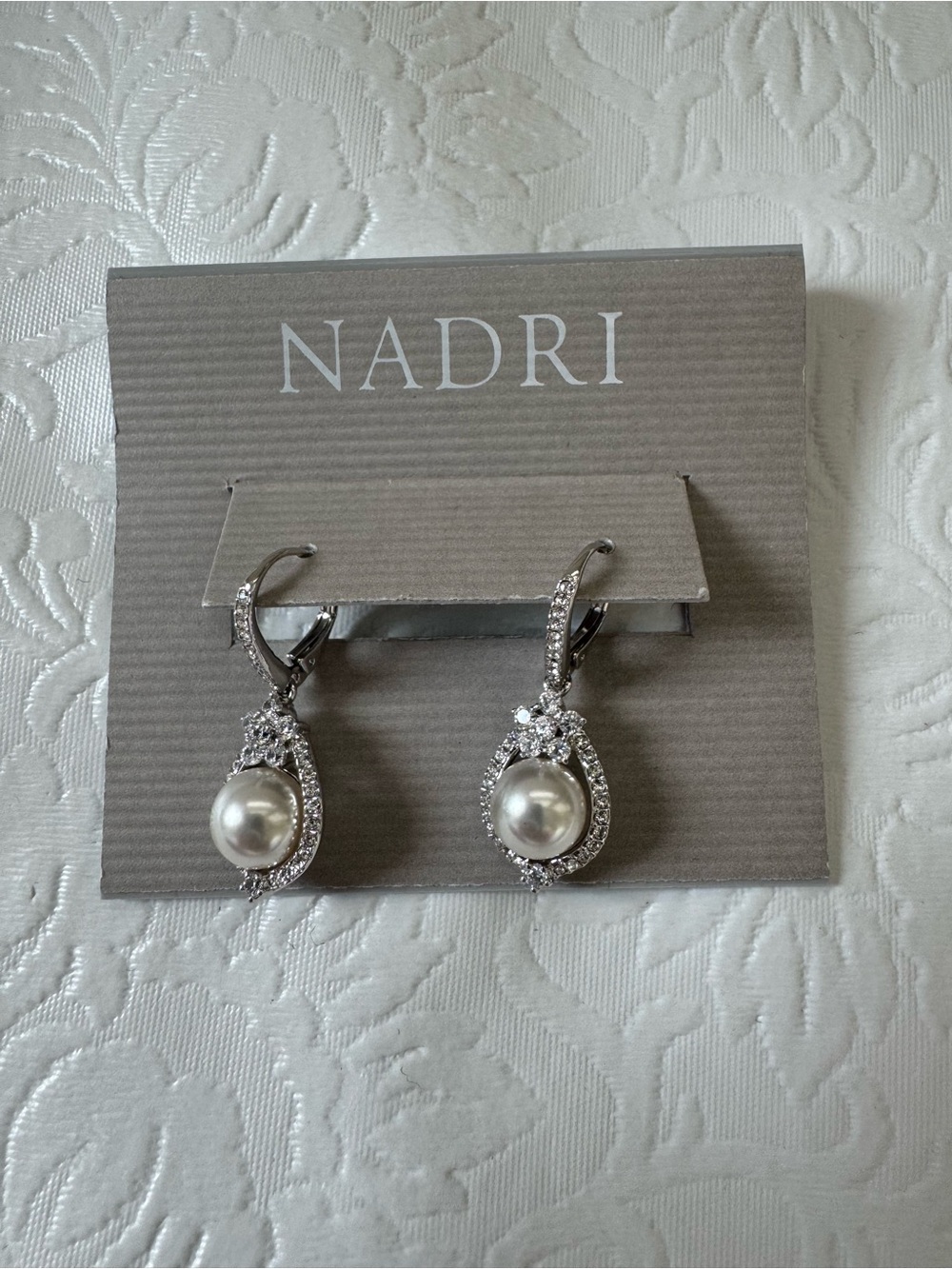 Nadri Pearl Cristal Drop Earrings